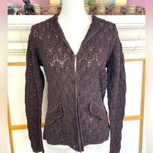 Talbots crochet lacy cardigan blazer w/ frog closures